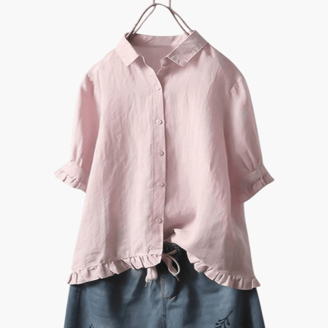 Blouse femme avec col avec ourlet à volants