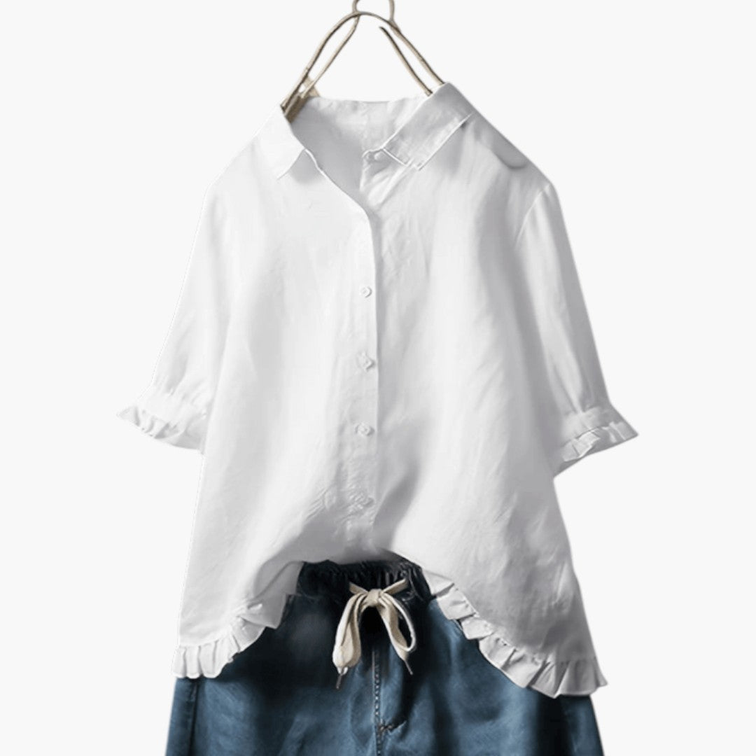 Blouse femme avec col avec ourlet à volants