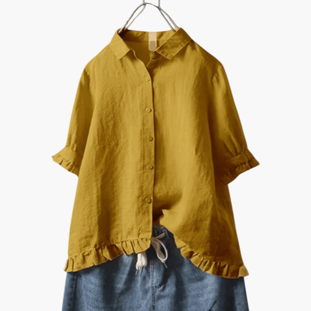 Blouse femme avec col avec ourlet à volants