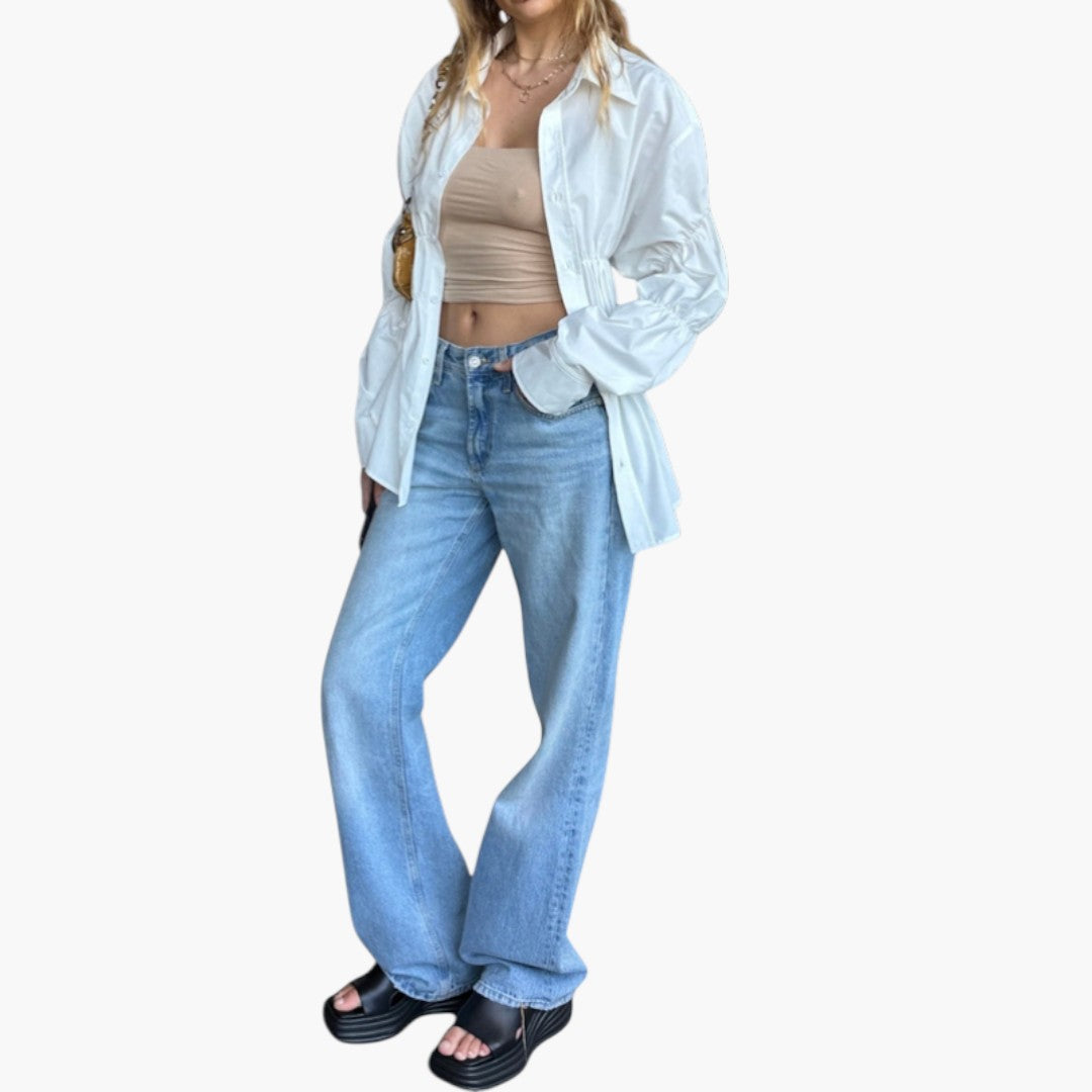 Blouse femme avec col et détail froncé