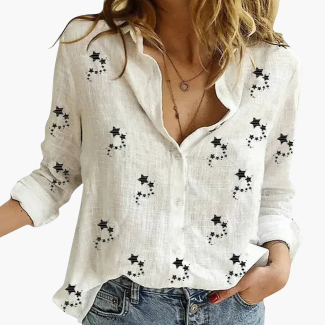 Blouse femme avec col et imprimé étoiles