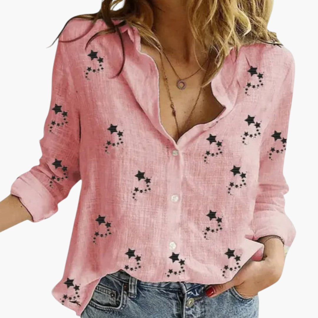 Blouse femme avec col et imprimé étoiles