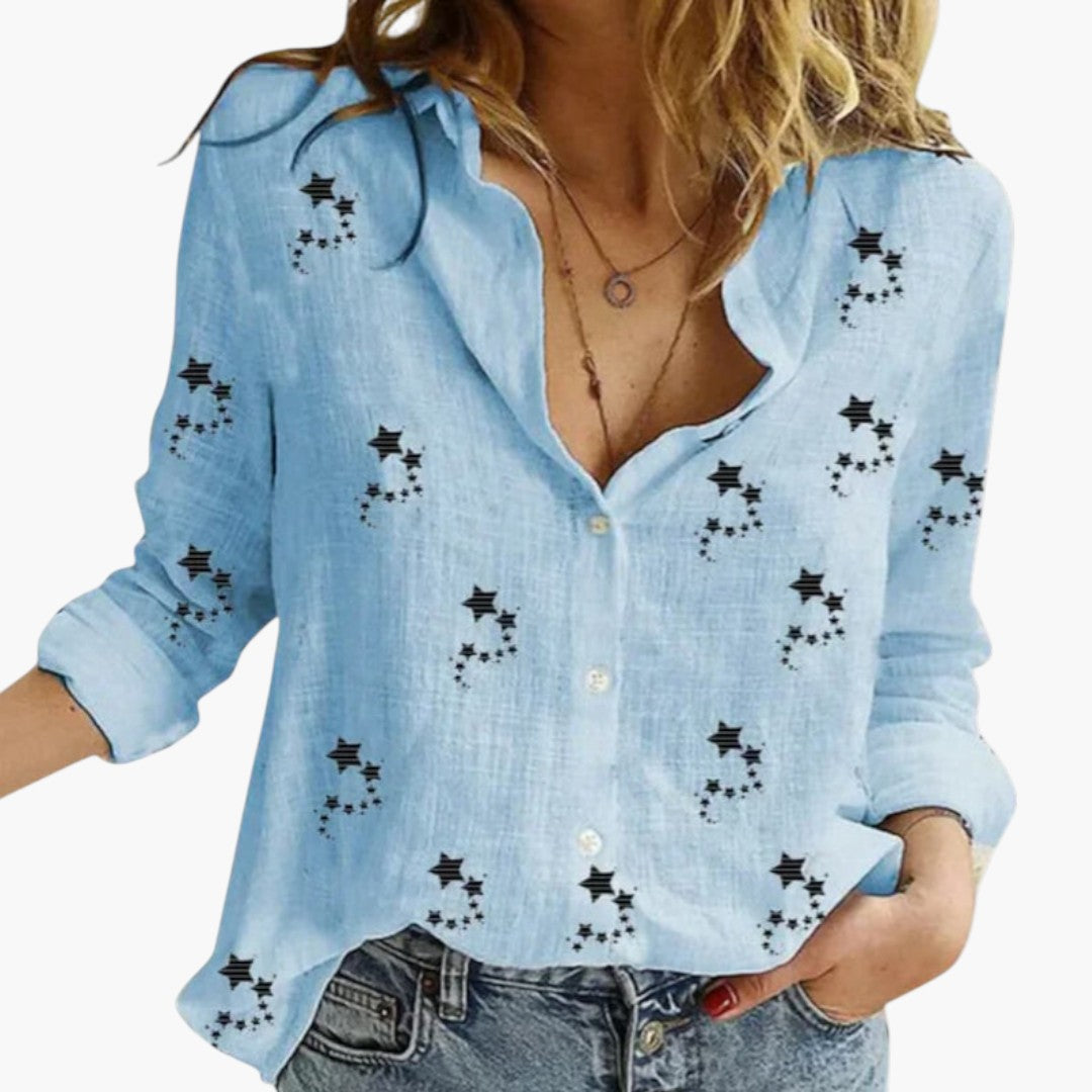 Blouse femme avec col et imprimé étoiles