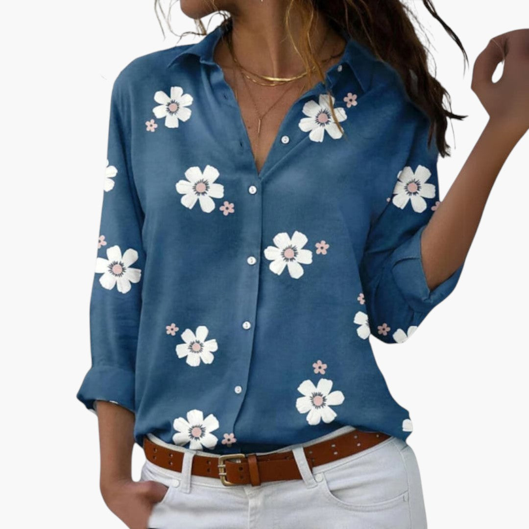 Blouse femme avec imprimé floral et manches longues