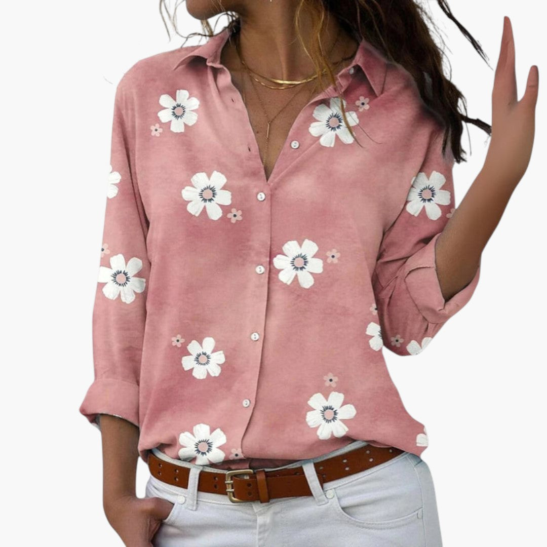 Blouse femme avec imprimé floral et manches longues
