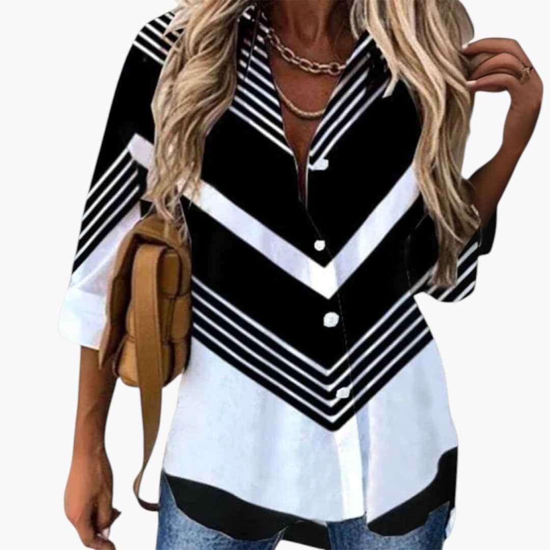 Blouse femme avec motif imprimé et manches trois quarts