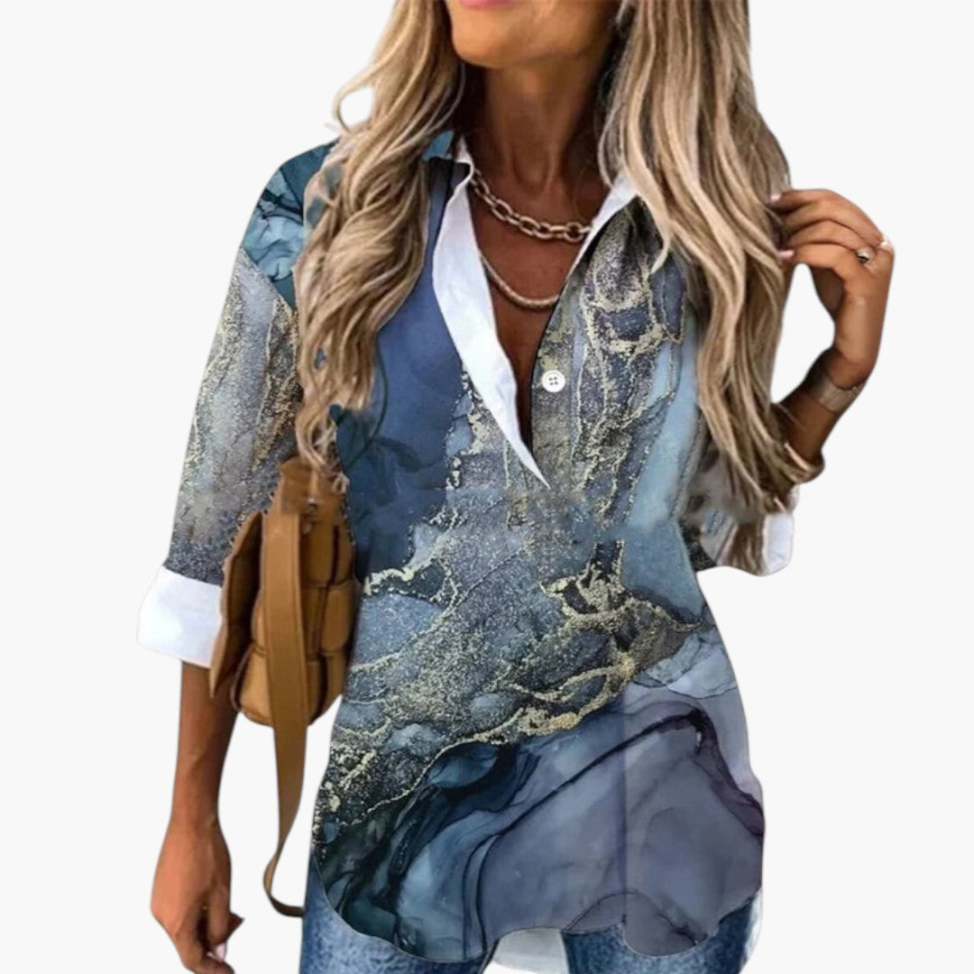 Blouse femme avec motif imprimé et manches trois quarts