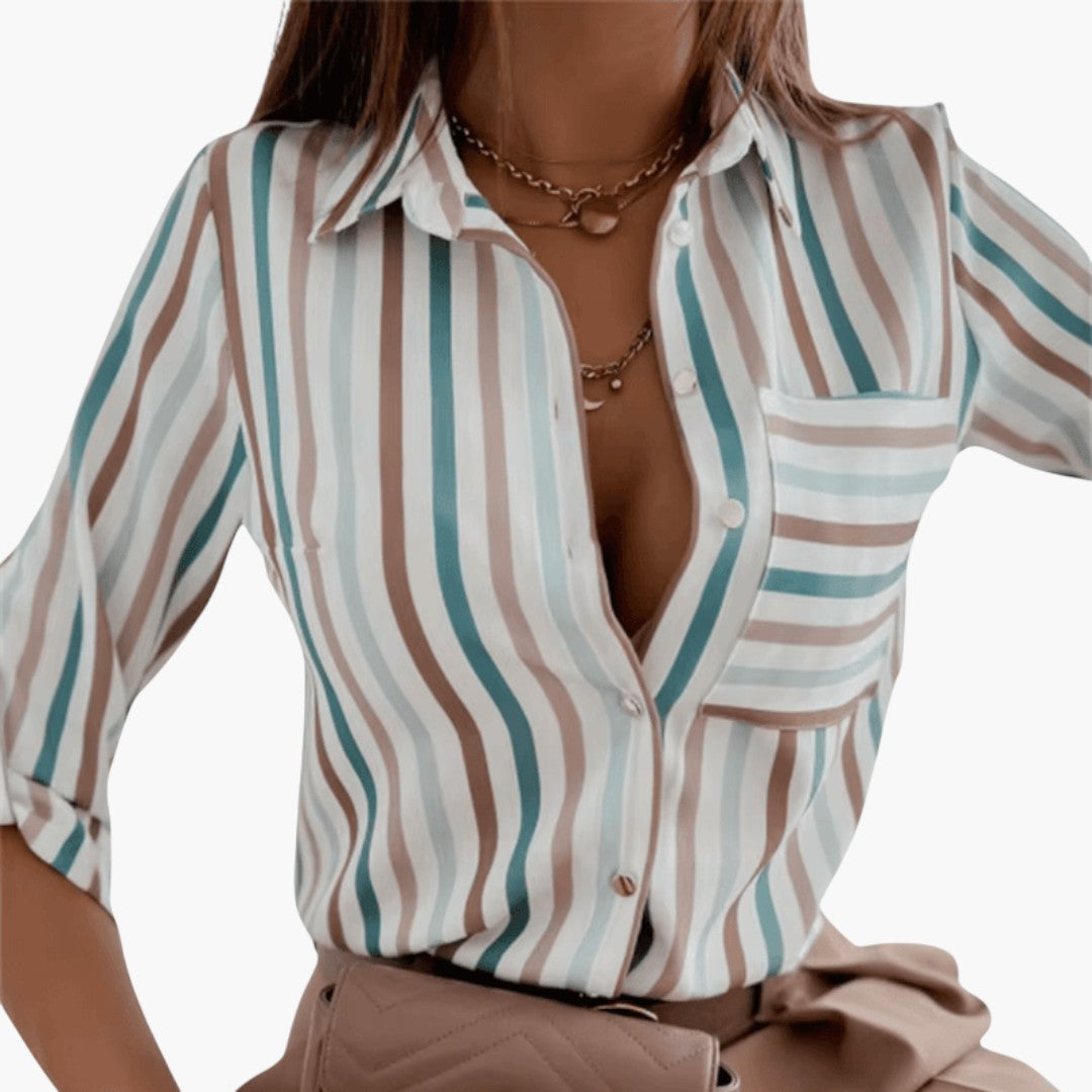 Blouse femme avec col et motif imprimé