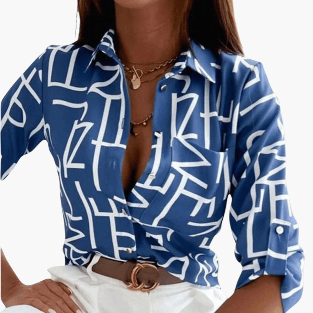 Blouse femme avec col et motif imprimé
