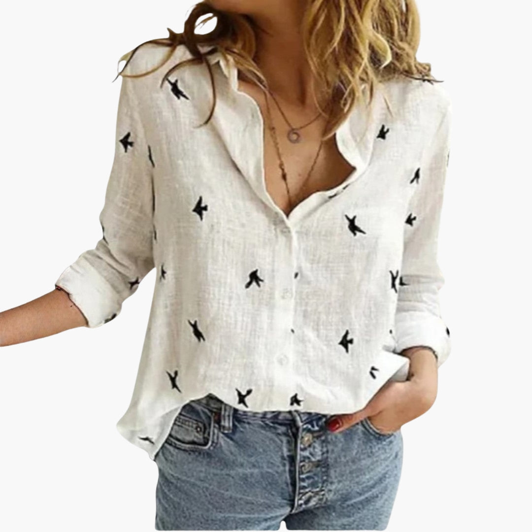 Blouse femme col V à manches longues