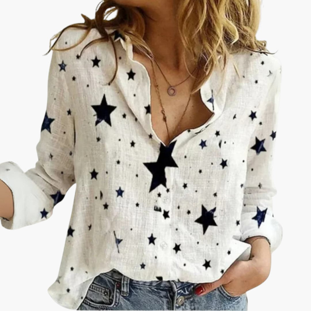 Blouse femme col V à manches longues