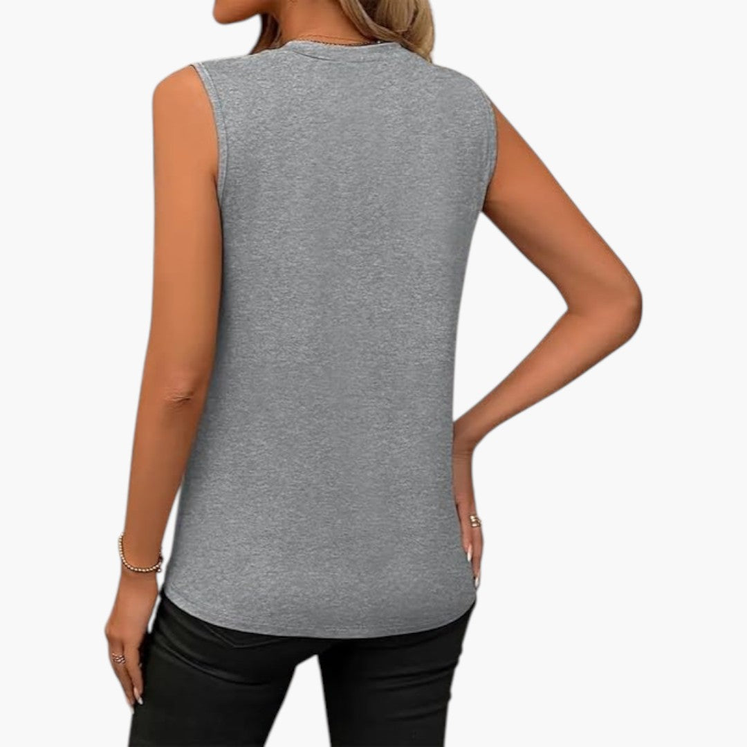 Blouse femme sans manches à encolure ronde