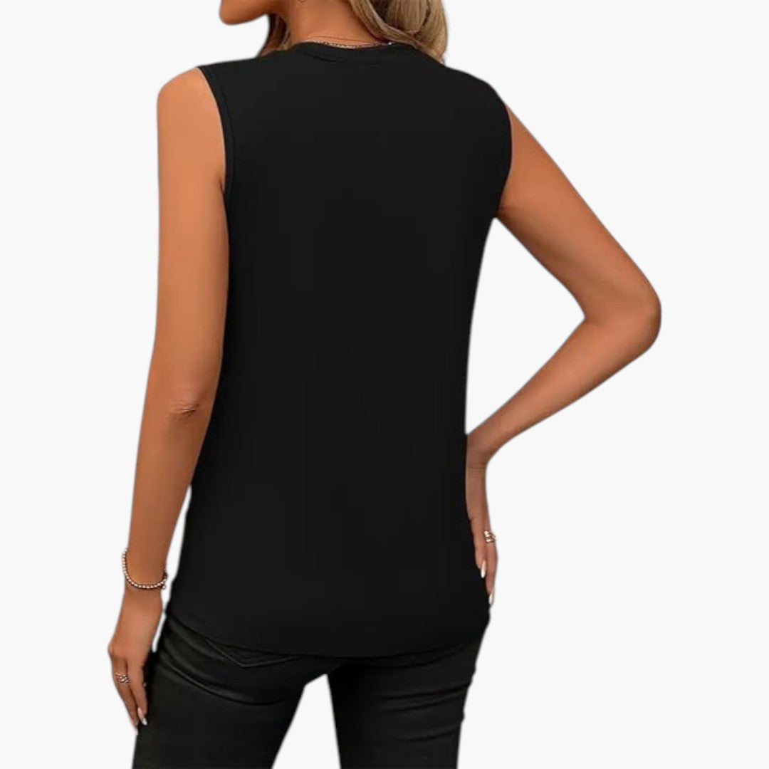 Blouse femme sans manches à encolure ronde