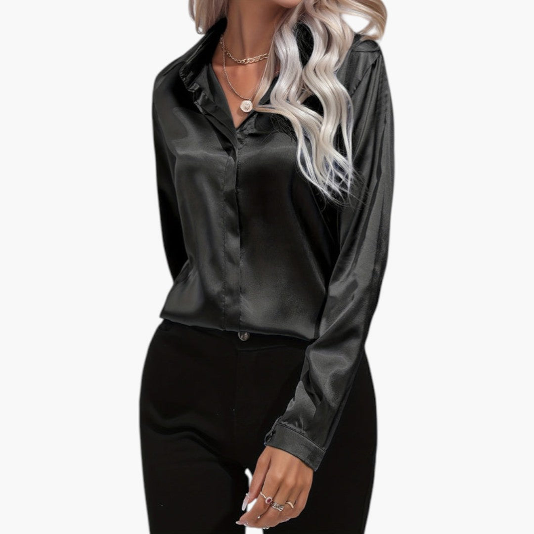 Blouse femme satinée à fermeture boutonnée