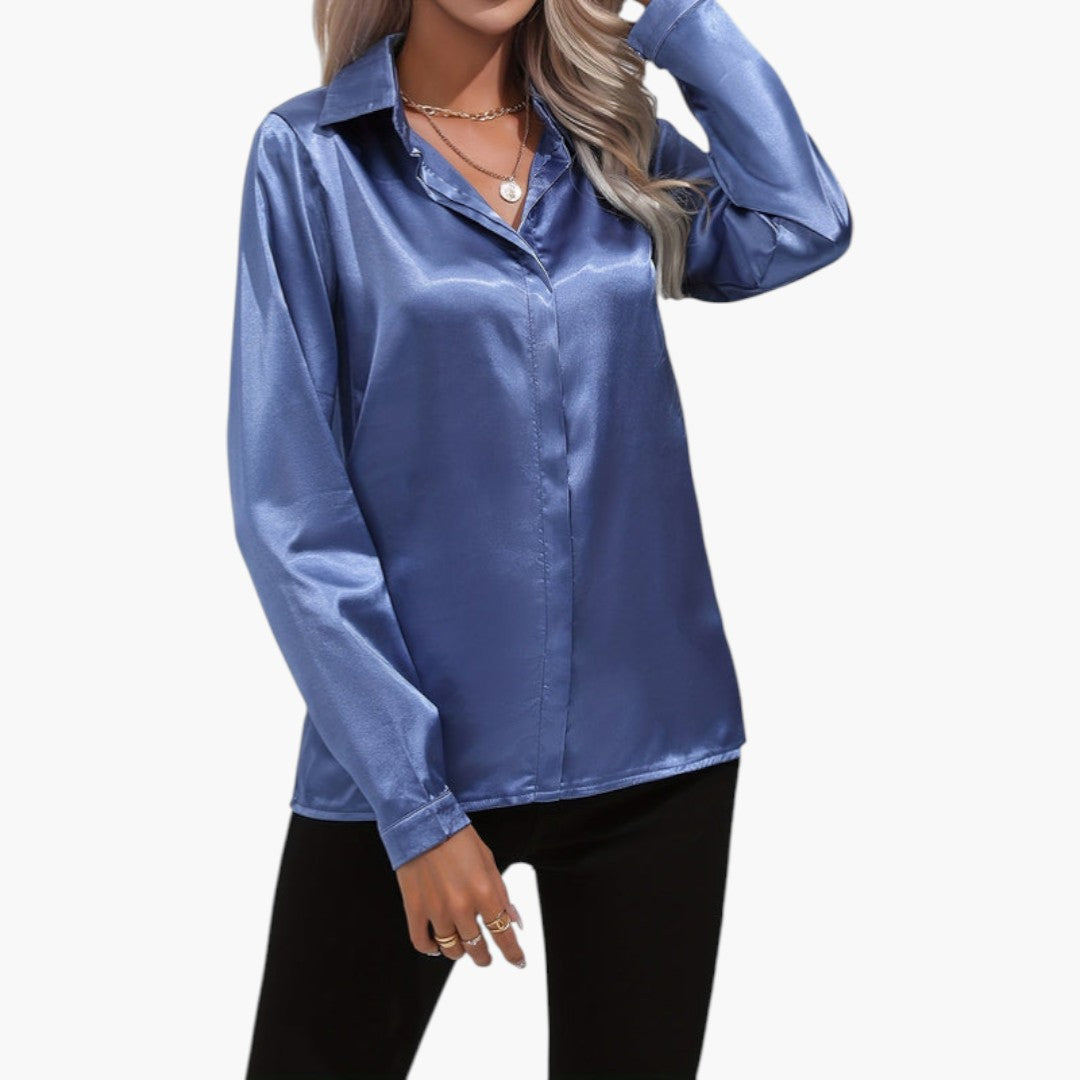 Blouse femme satinée à fermeture boutonnée