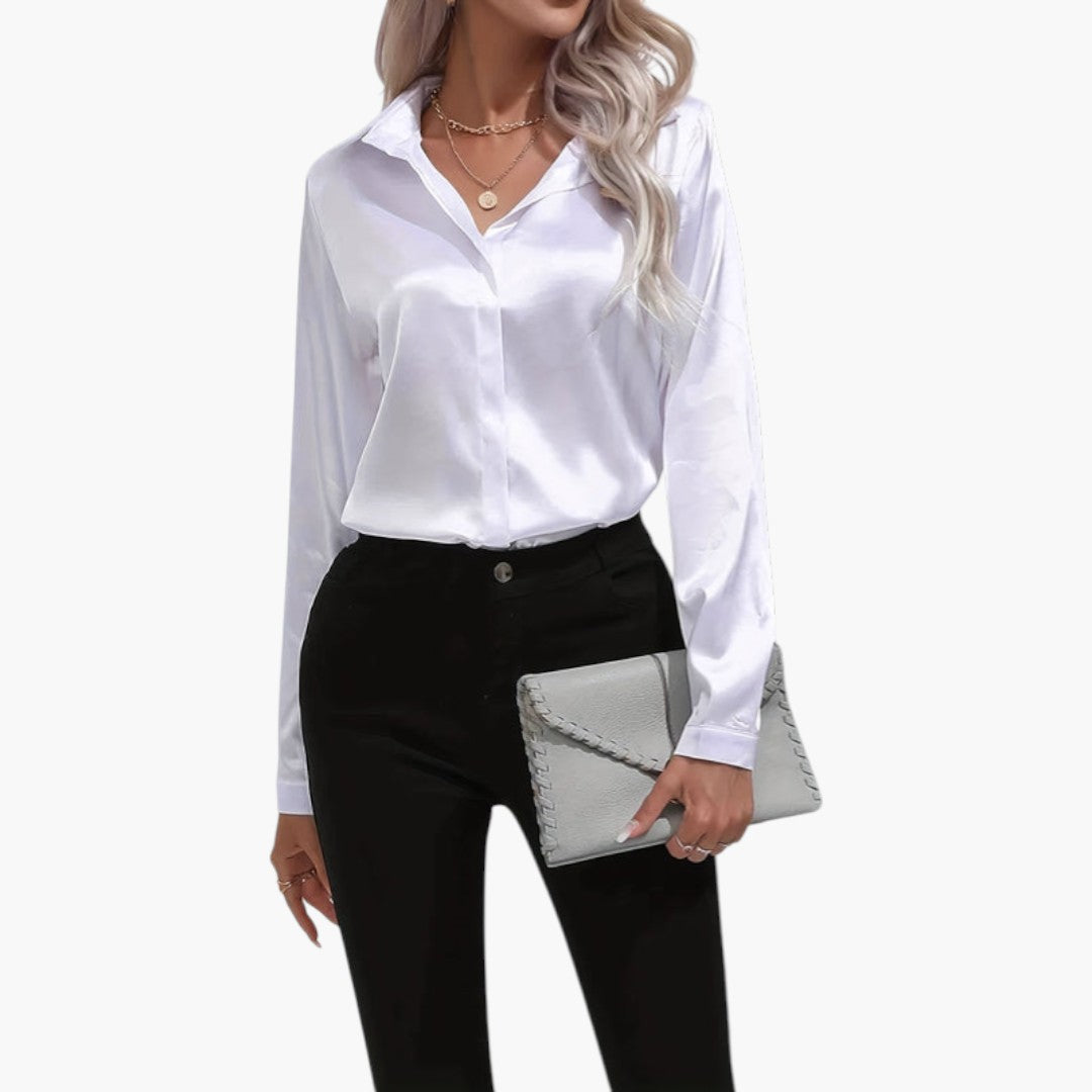 Blouse femme satinée à fermeture boutonnée