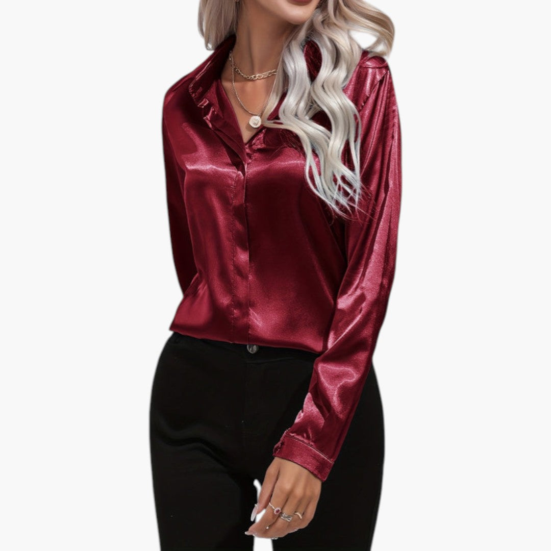 Blouse femme satinée à fermeture boutonnée