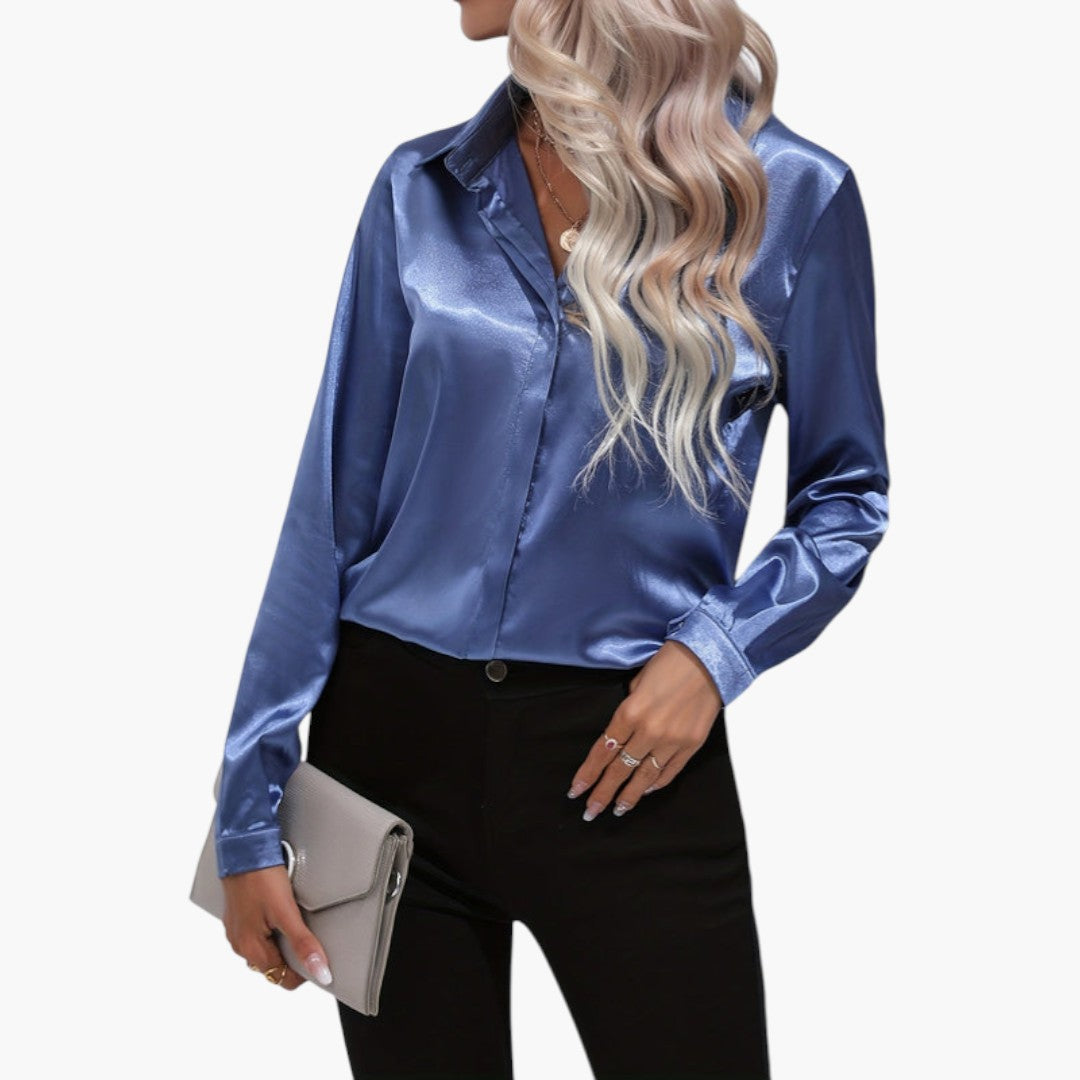 Blouse femme satinée à fermeture boutonnée