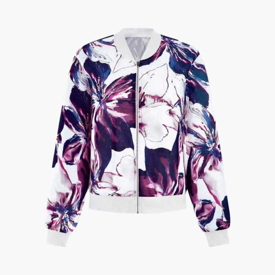 Blouson Bombardier Femme à Imprimé Fleuri