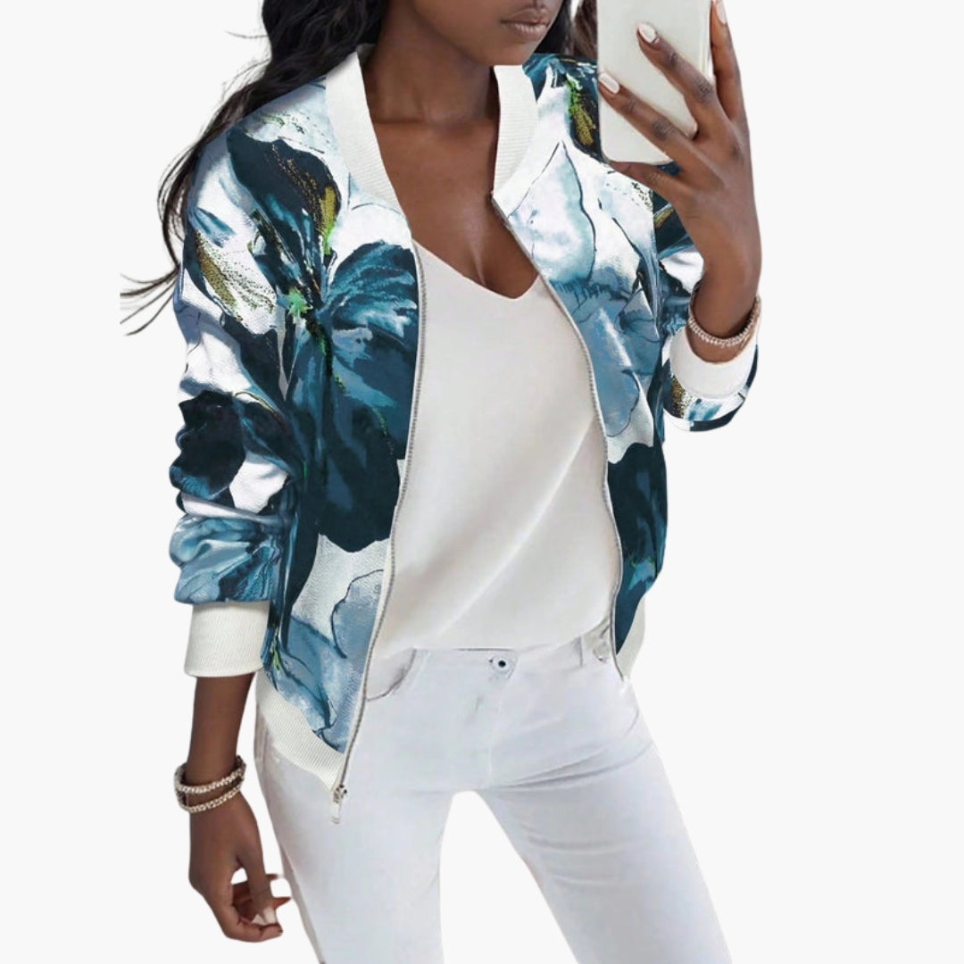 Blouson Bombardier Femme à Imprimé Fleuri