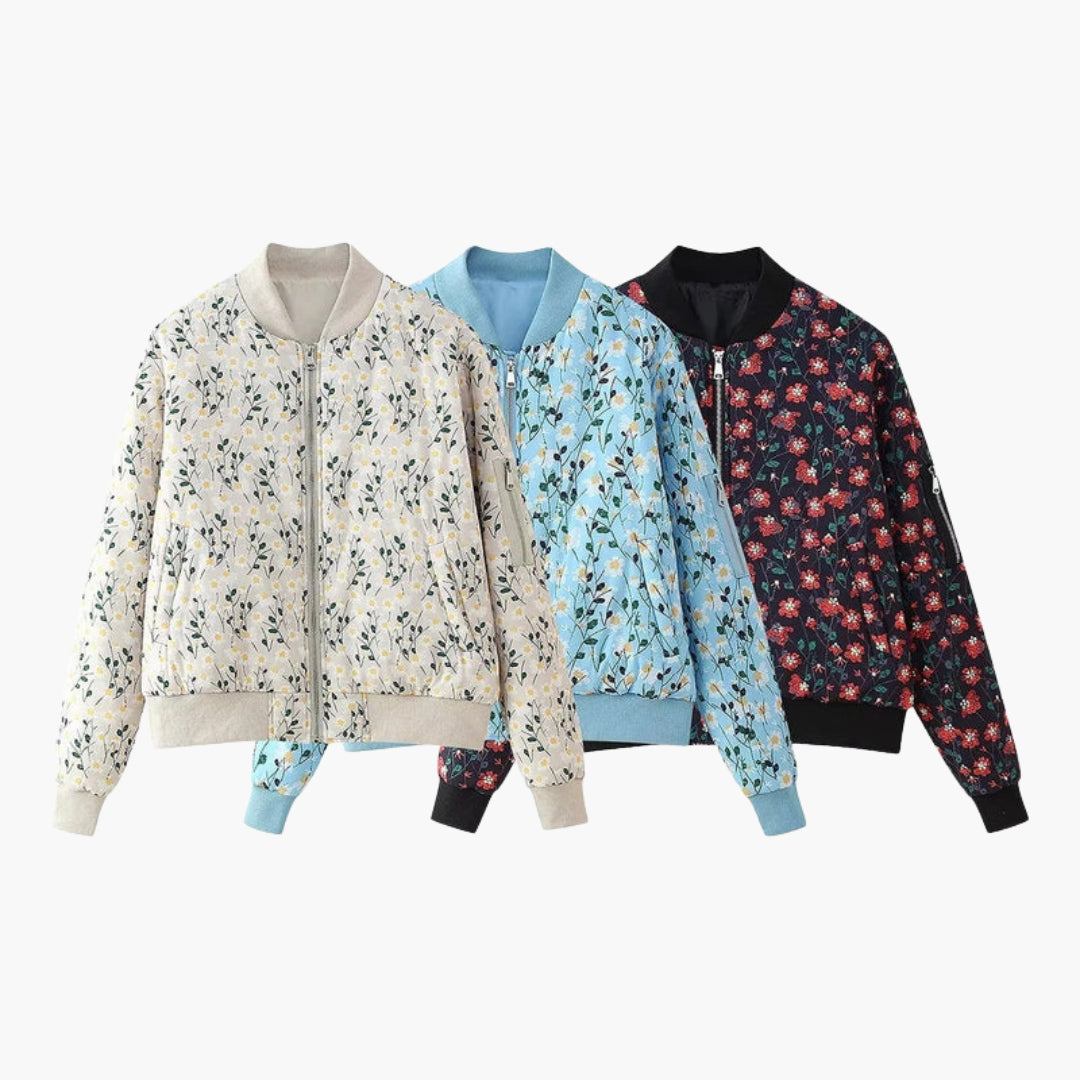 Blouson Bombardier til kvinder med blomsterprint