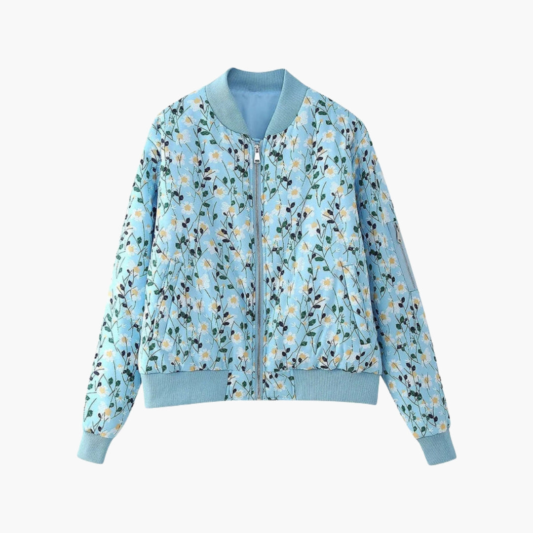 Blouson Bombardier Femme à Motif Fleuri