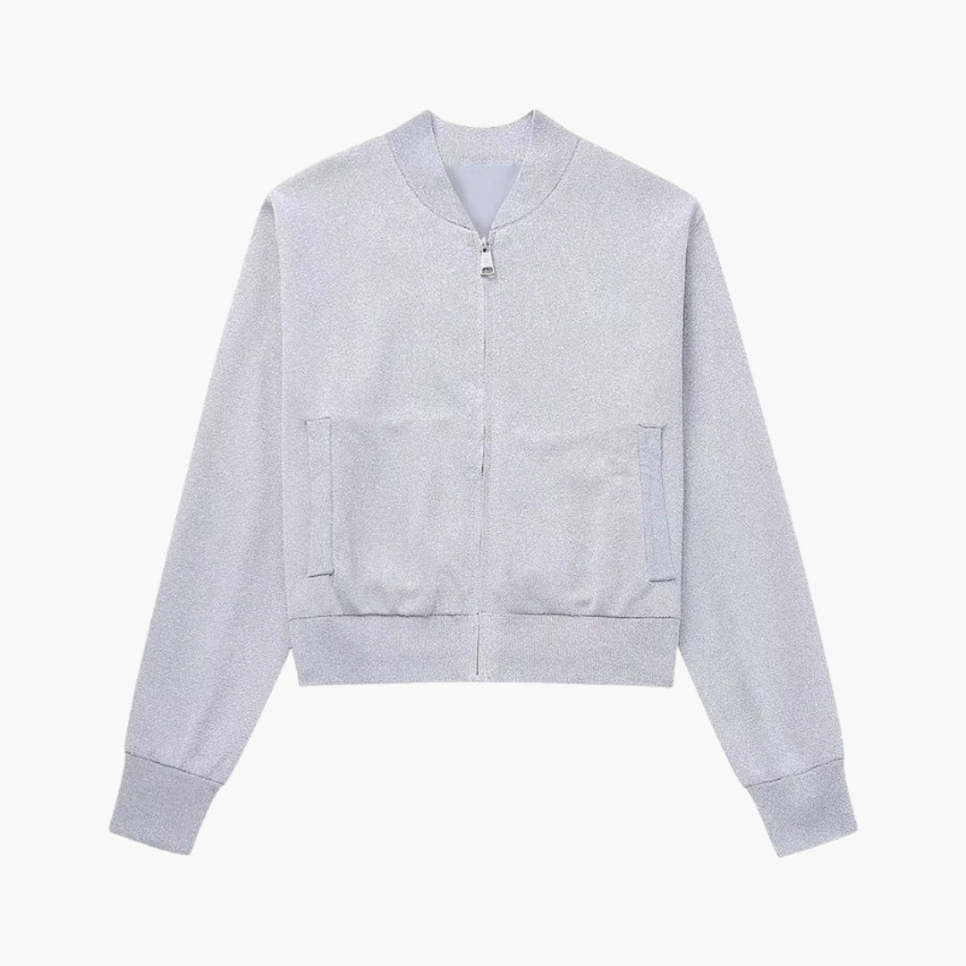 Blouson Bombardier Femme à Surface Scintillante