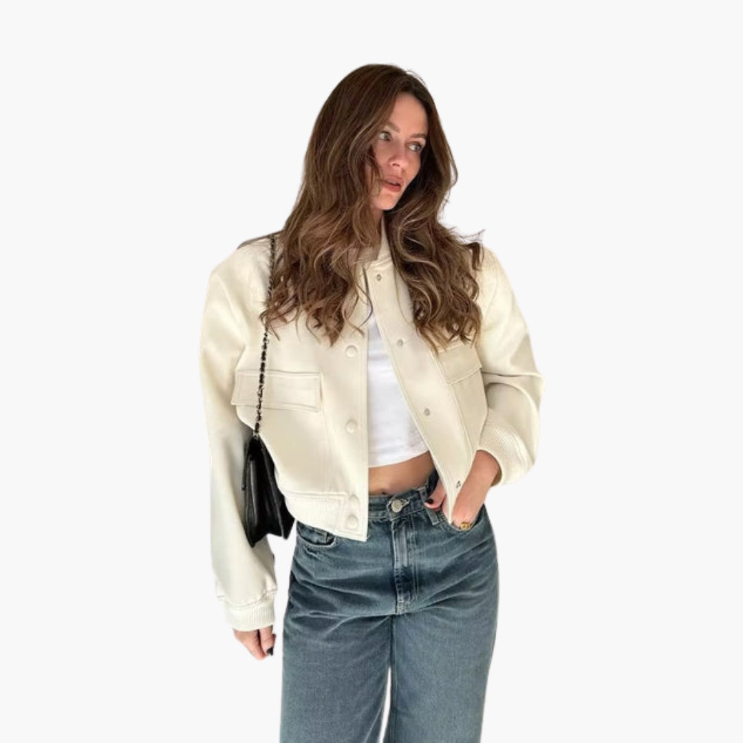 Blouson Bombardier Femme avec Fermeture à Pression