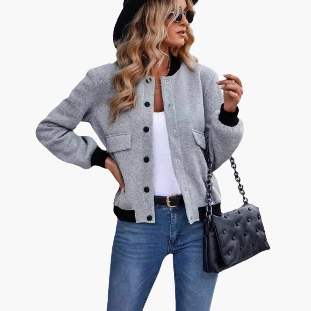 Blouson Bombardier Femme avec Poches Plaquées