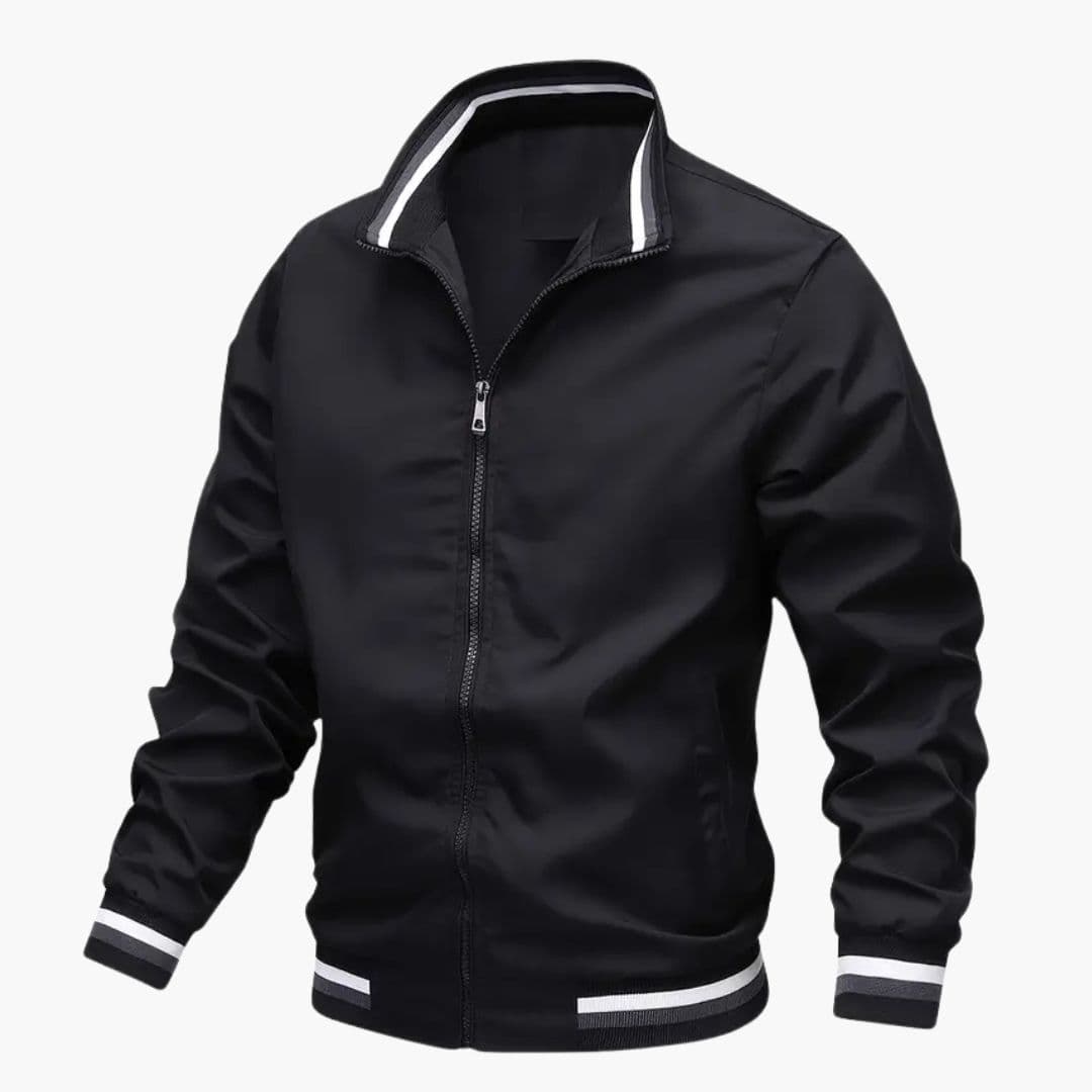 Blouson Bombardier Homme à Col Rayé et Base Côtelée