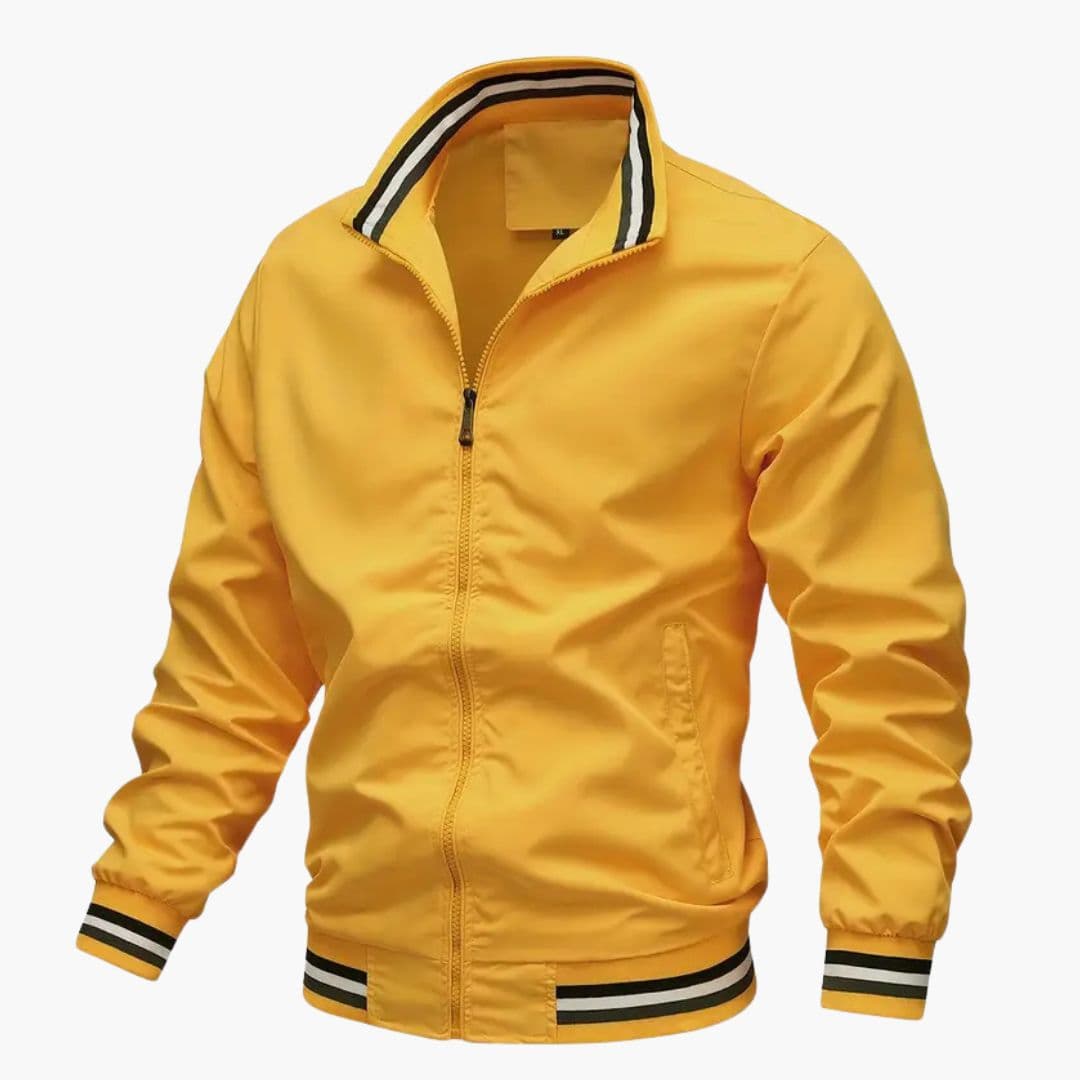 Blouson Bombardier Homme à Col Rayé et Base Côtelée
