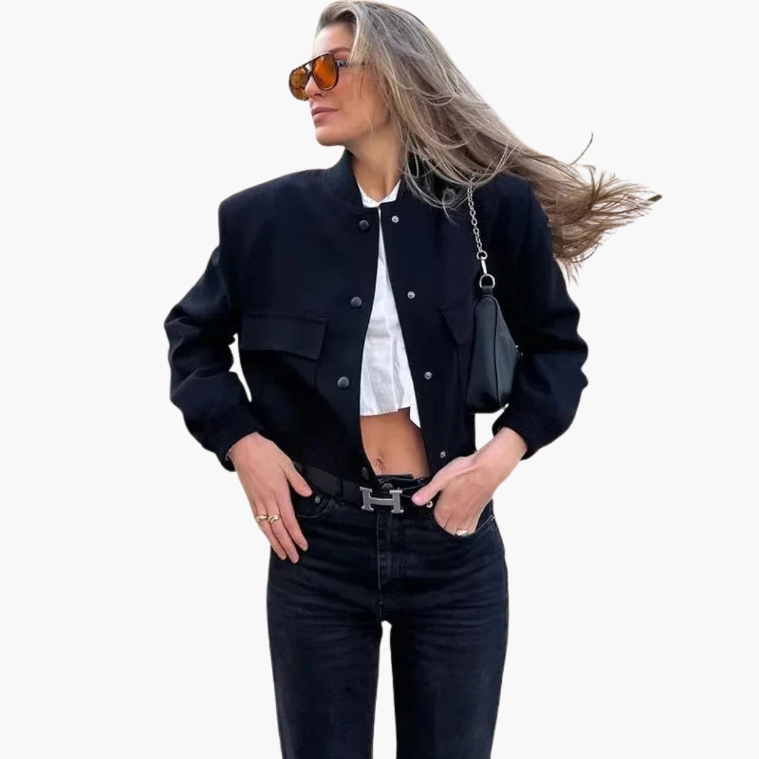 Giubbotto Bomber Donna con Tasche Grandi Frontali