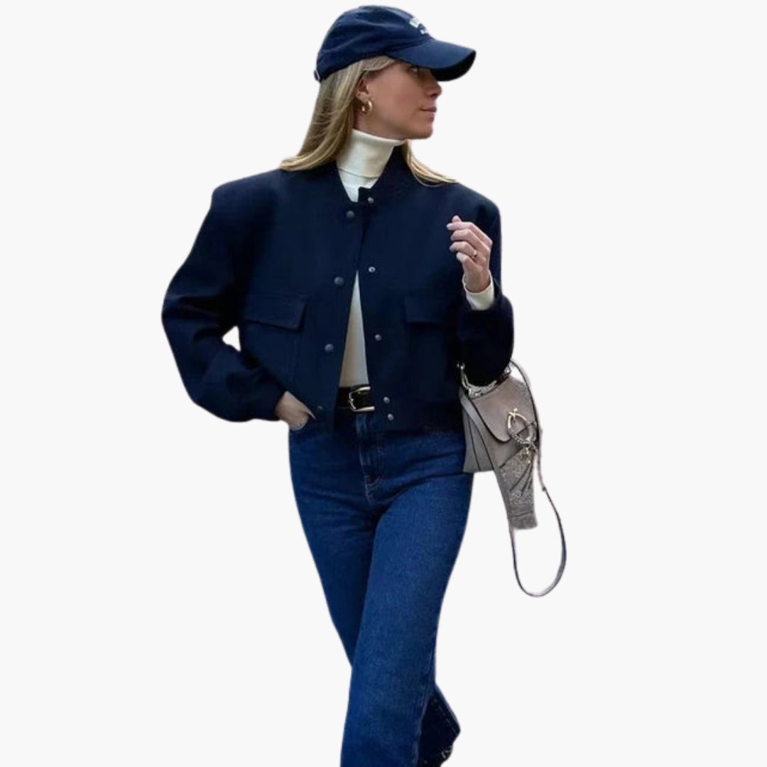 Giubbotto Bomber Donna con Tasche Grandi Frontali
