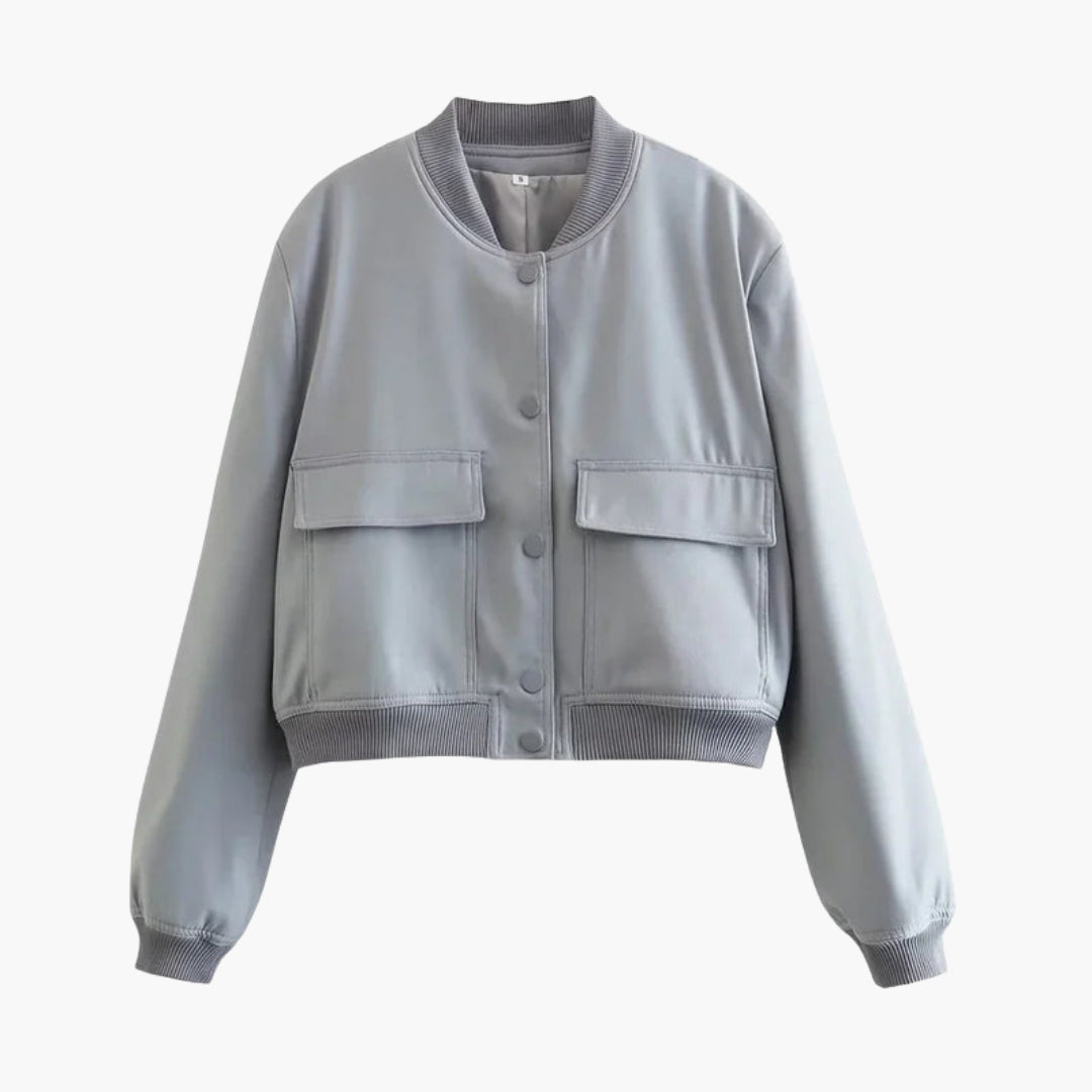 Blouson Bomber Femme à Grandes Poches à Rabat