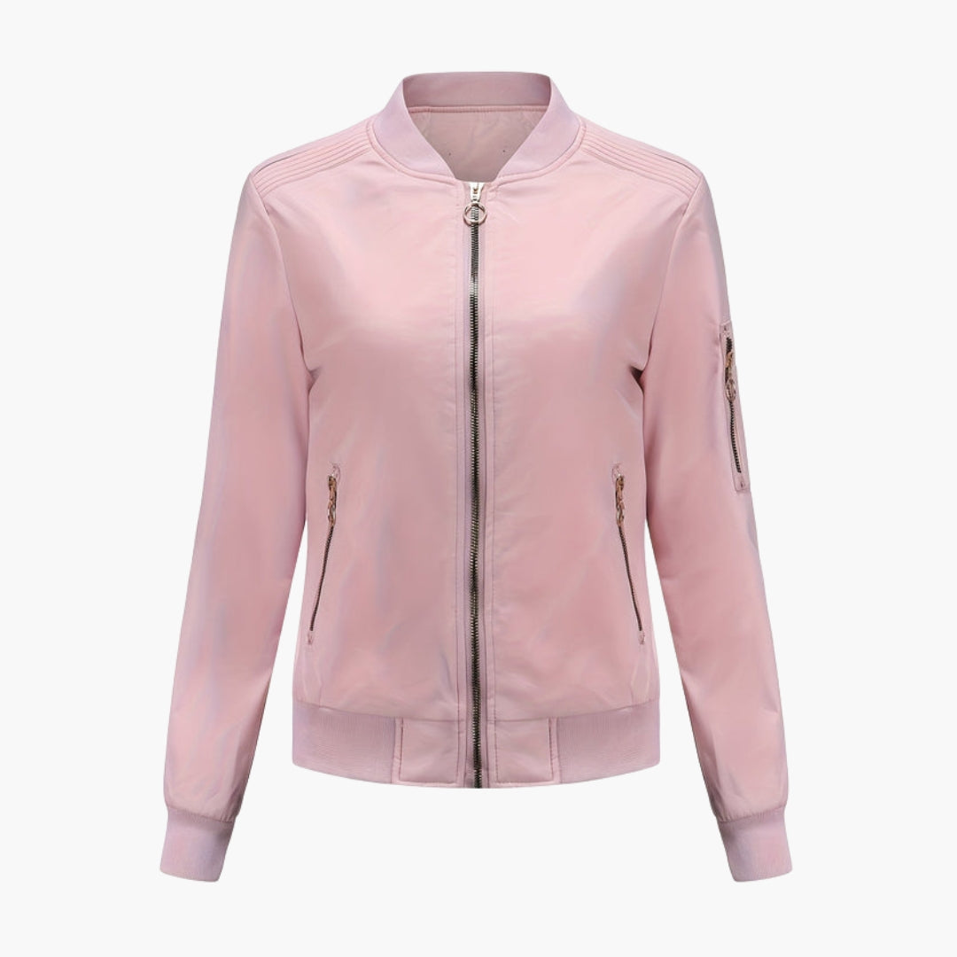 Blouson Bomber femme Col Baseball à Poches Zippées