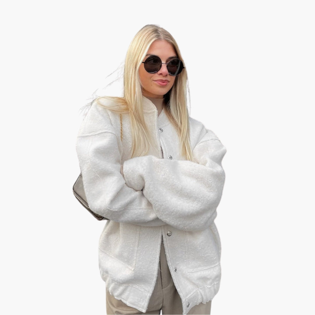 Blouson bomber donna ampio con bottoni a pressione