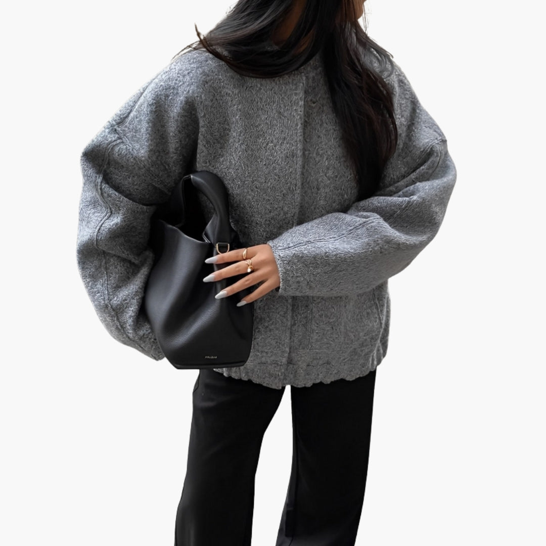 Blouson bomber donna ampio con bottoni a pressione