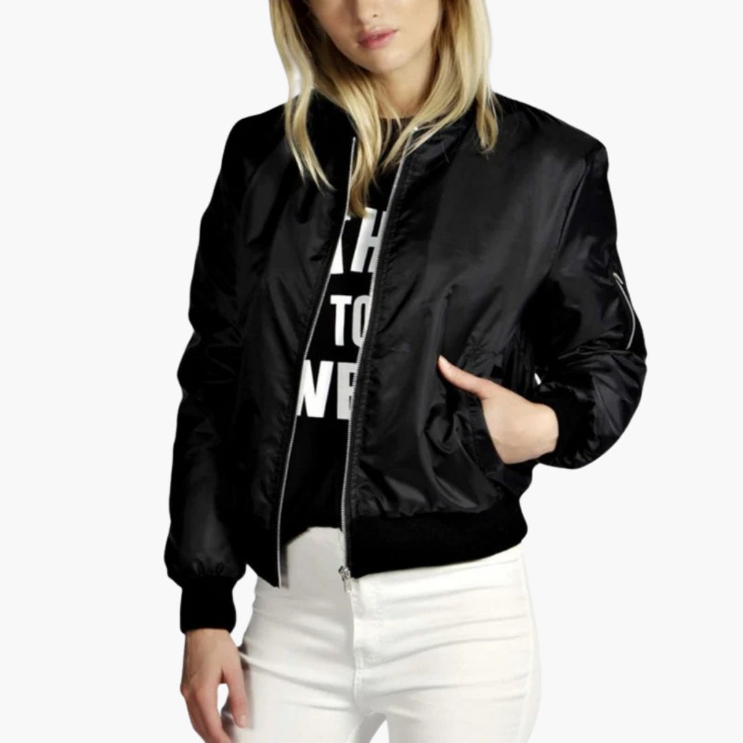 Blouson Bombers Femme avec Fermeture Éclair