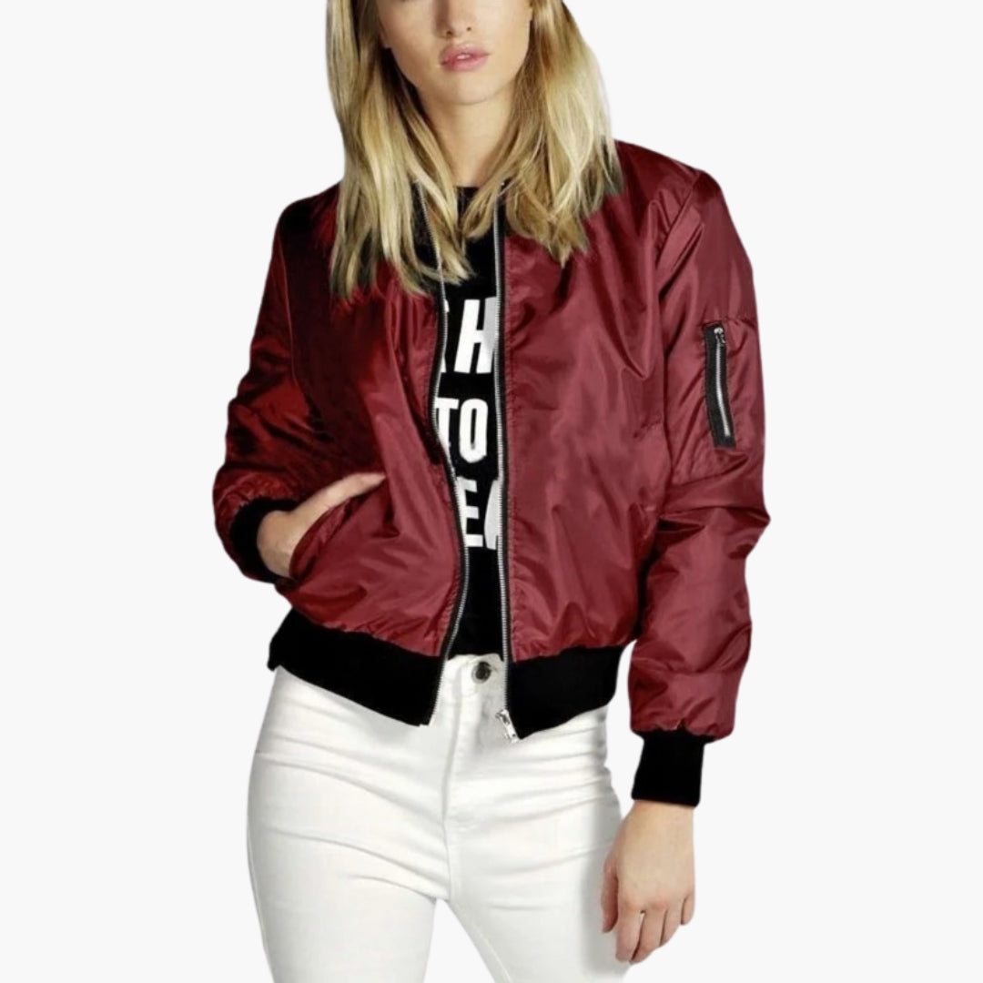 Blouson Bombers Femme avec Fermeture Éclair