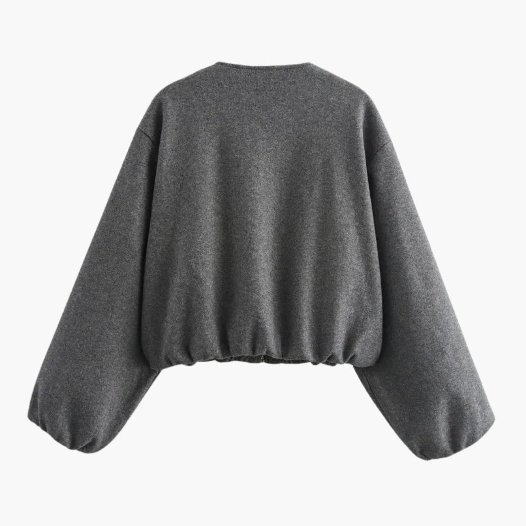 Blouson Bombers Femme avec Fermeture Éclair et Bas Élastique