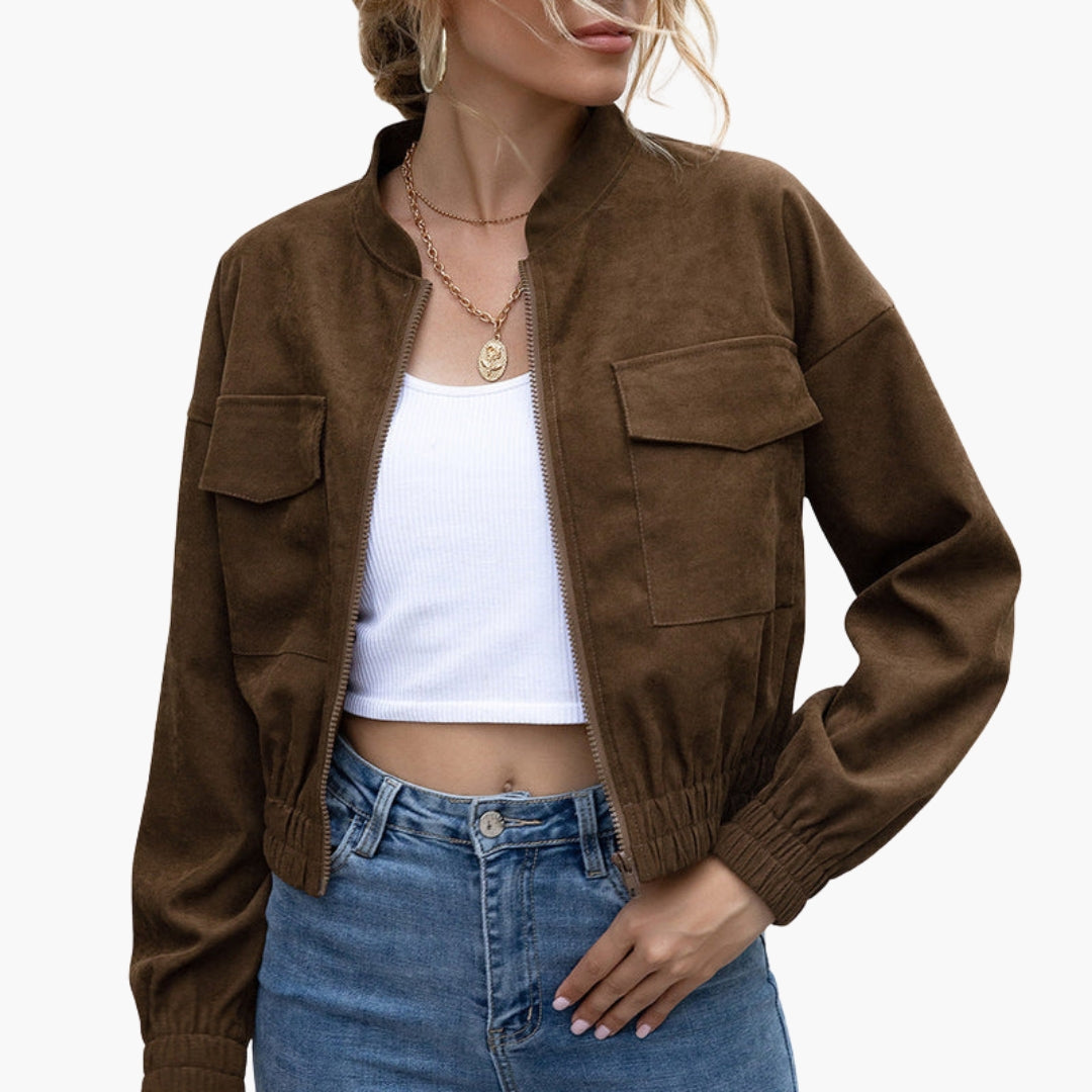 Giubbotto Bomber Donna con Tasche Applicate