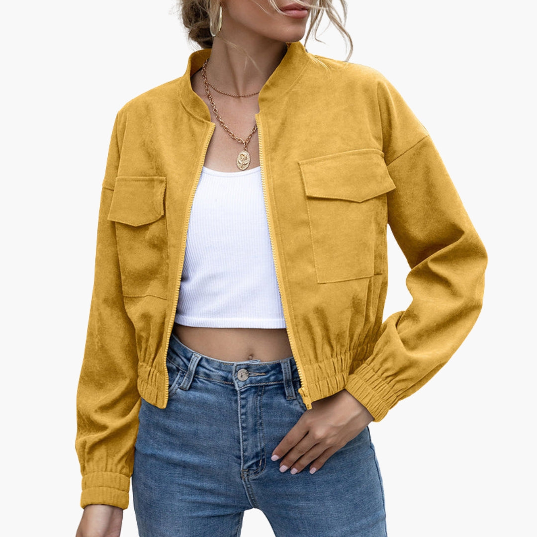 Giubbotto Bomber Donna con Tasche Applicate