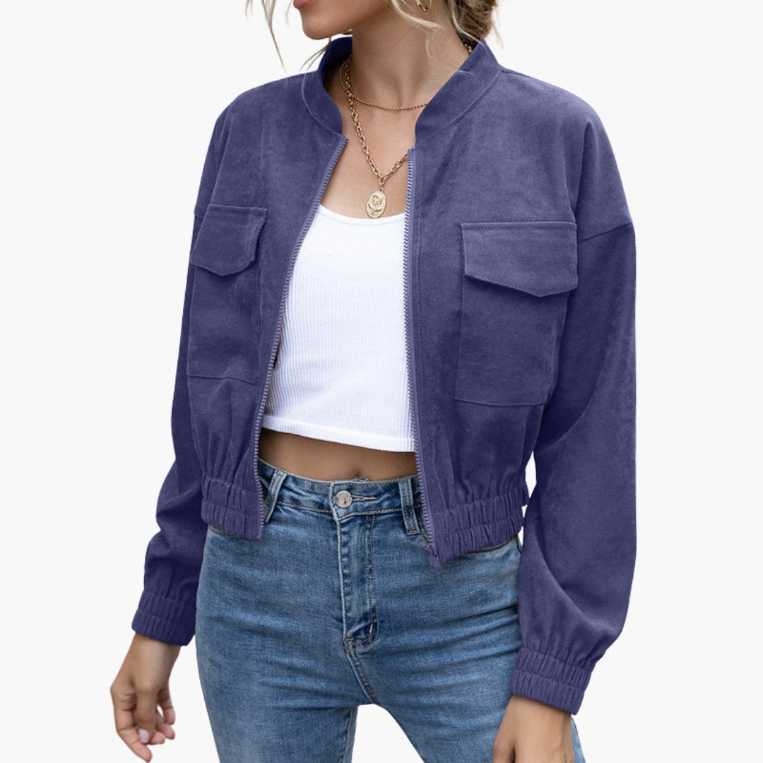 Blouson Bombers Femme avec Poches Plaquées