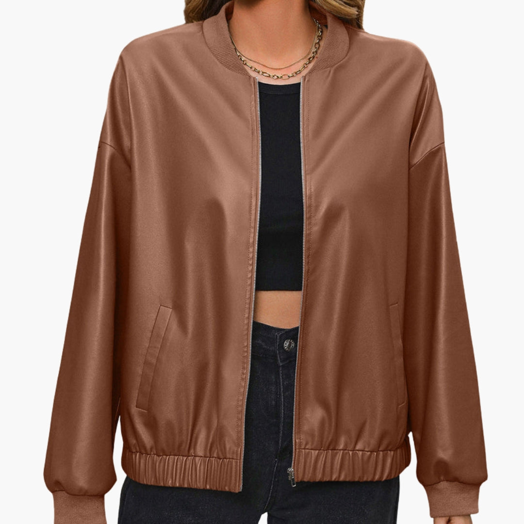 Blouson Bombers Femme avec Poches Latérales