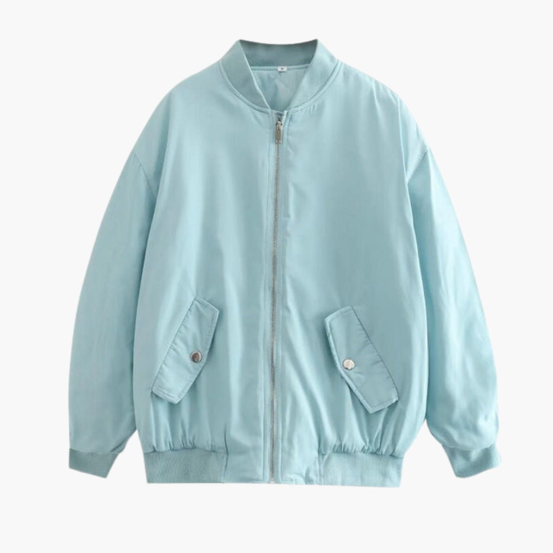 Blouson bombers i store størrelser til kvinder med ribstrikkede manchetter