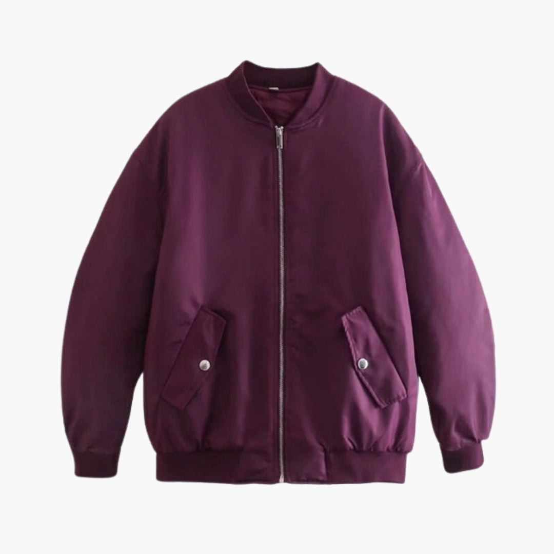 Blouson bombers i store størrelser til kvinder med ribstrikkede manchetter