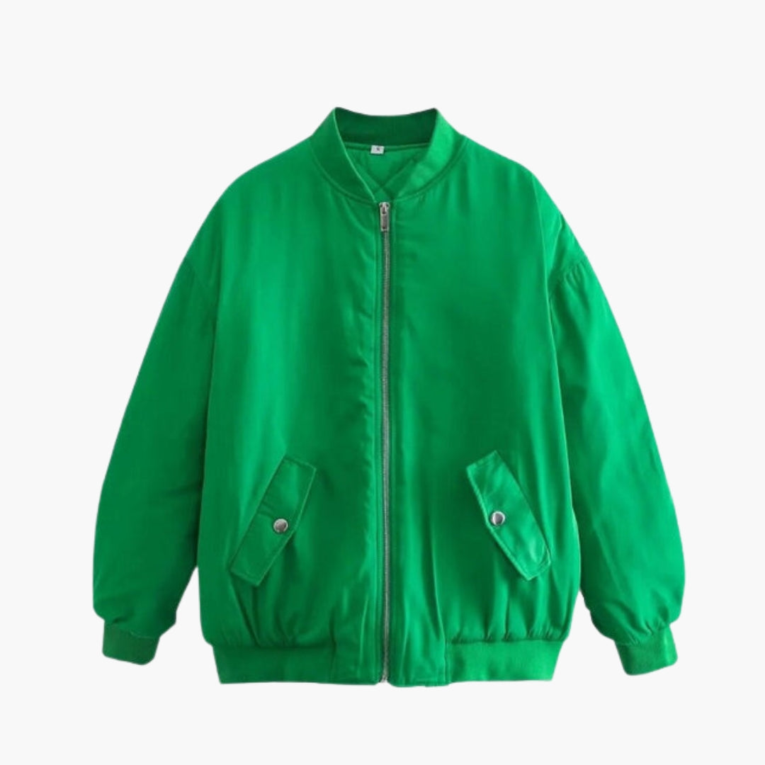 Blouson bombers i store størrelser til kvinder med ribstrikkede manchetter