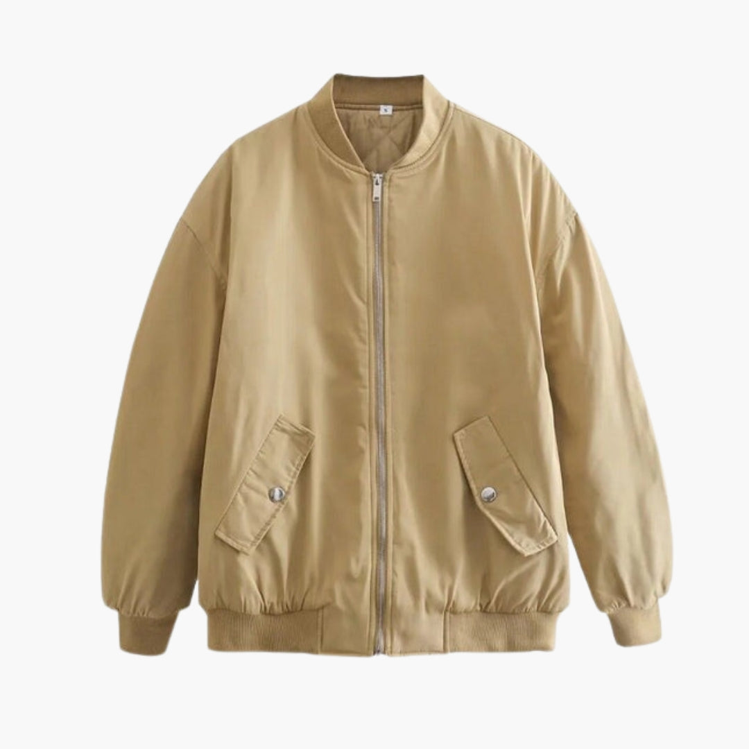 Blouson bombers i store størrelser til kvinder med ribstrikkede manchetter