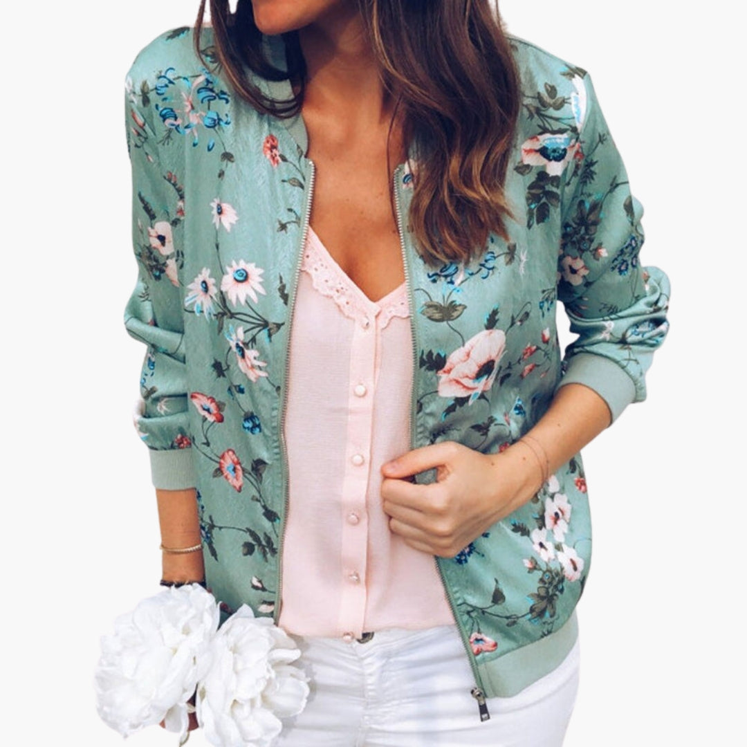 Blouson bomber femme à fermeture zippée et finitions côtelées