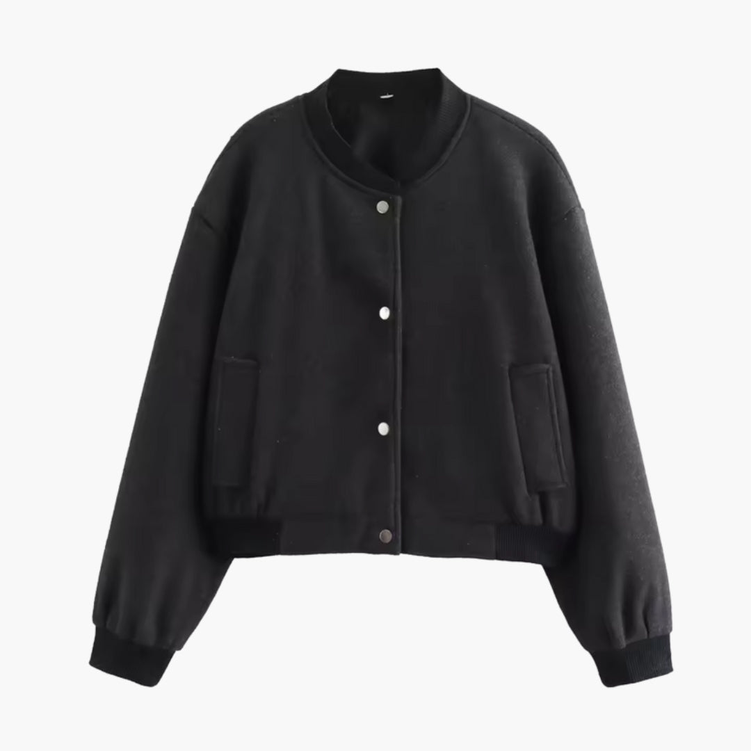 Blouson bomber femme avec col rond côtelé
